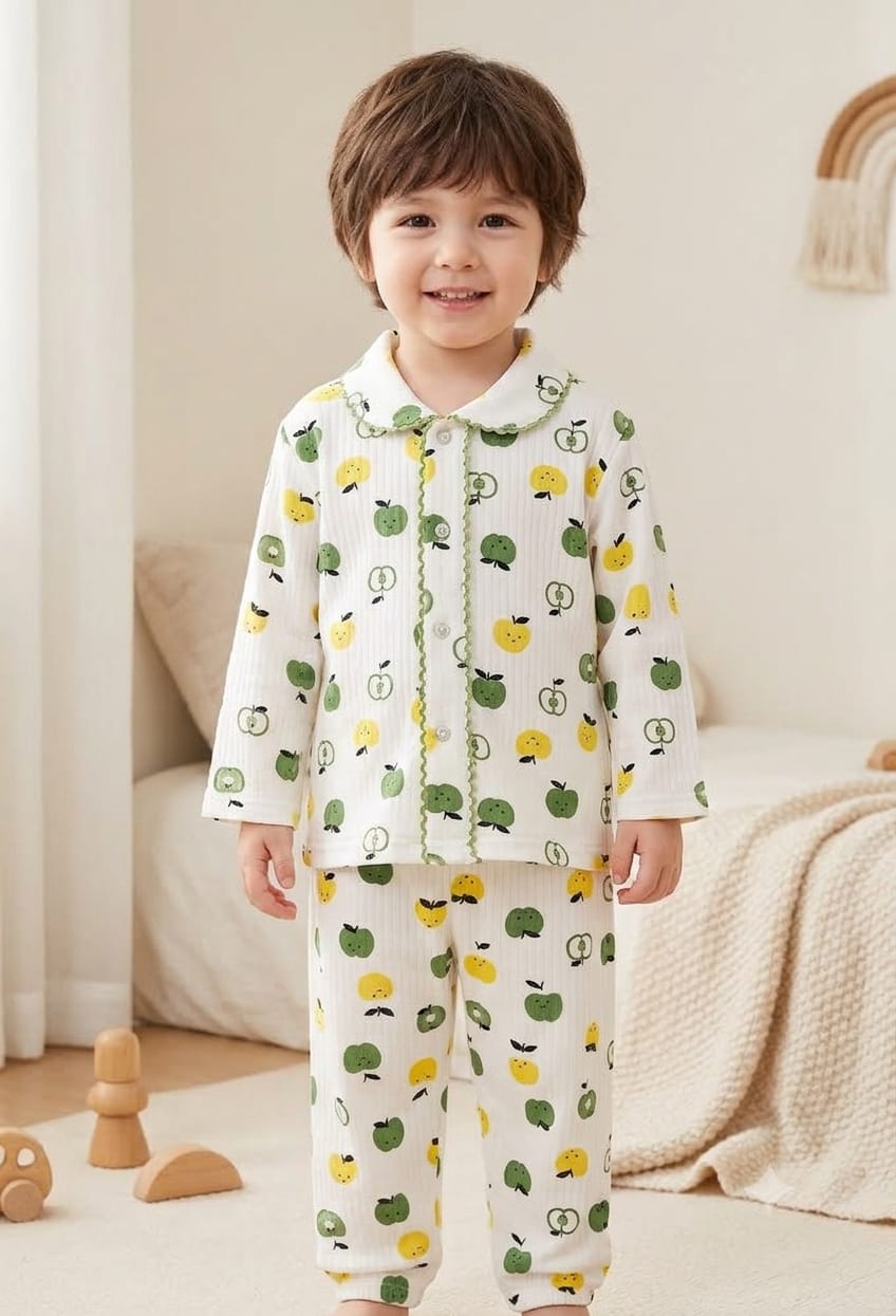 Elma ve Armut Desenli Çocuk Pijama Takımı - 1