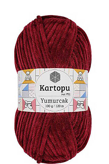 KARTOPU YUMURCAK KADİFE İP K106 Vişne