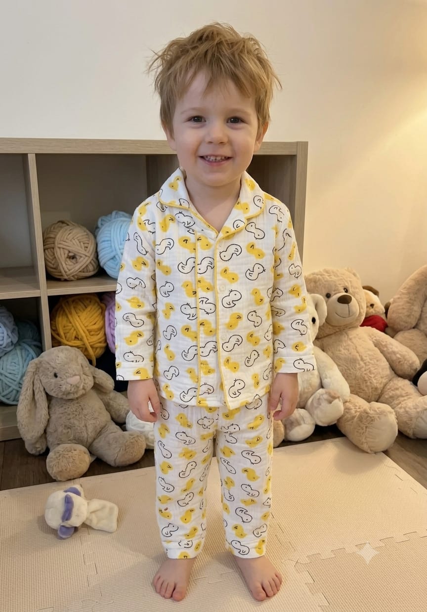 Sarı Civciv Baskılı Çocuk Pijama Takımı - 2